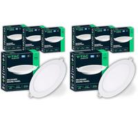 V-TAC 4x Spots LED Encastrables Ronds 6W - PRO SERIES - Diamètre 120 mm - 660 Lumens - IP20 - pour Plafond, Maison, Placoplâtre - Mini Panneau - Lampe - Trou 107-112 mm - Blanc Froid 6500K (Lot de 2)