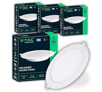 V-TAC 4x Spots LED Encastrables Ronds 6W - PRO SERIES - Diamètre 120 mm - 660 Lumens - IP20 - pour Plafond, Maison, Placoplâtre - Mini Panneau - Lampe - Trou 107-112 mm - Blanc Froid 6500K
