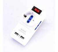 V-TAC Adaptateur multiprise triple bipas/schuko prise allemande et prise/by-pass standard italien avec 2 prises USB et interrupteur lumineux - sku 8830