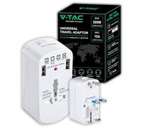 V-TAC Adaptateur Universel de Voyage avec Prise USA, Europe, UK, AUS + Ports 2 USB - Prise de Courant Internationale de Voyage avec Protection Contre Les surcharges pour appareils électriques