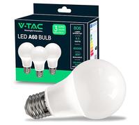 V-TAC Ampoules LED E27 8,5W (équivalent 60W) A60-806 Lumen - 3000K Blanc Chaud - Ouverture du faisceau lumineux 200° - Efficacité Maximale et Économie d'Énergie - (Lot de 3) VT-1900