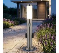 Lampe sur pied en acier inoxydable prises extérieures détecteur de mouvement allée de jardin lumière argent V -TAC 8977