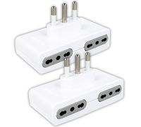 V-TAC Lot de 2 Prises 4 Prises 10/16 A 2P+T Bipasso et fiche 16 A - Adaptateur Secteur Mural pour Maison, Bureau, Magasin, Entreprise - Slim Design - 2 pièces