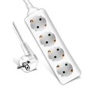 V-TAC Multiprise 4 Prises et Câble 1,5m - Bloc Multiprises avec 4 Prises 16A Shuko pour Maison, Bureau, Magasin, Garage - 250V - Compact et Pratique - Électrique - Blanc