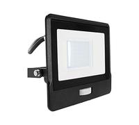 V-TAC Projecteur LED d'extérieur avec puce Samsung 30 W avec capteur PIR de couleur noire, étanche avec câble de 1 mètre, lumière blanche froide
