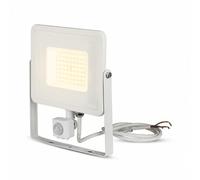 V-TAC Projecteur LED puce Samsung 50 W avec capteur de mouvement et crépusculaire et interrupteur manuel de verrouillage couleur blanche 3000 K IP65