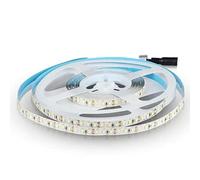 V-TAC Ruban LED bobine de 5 mètres 12 W au mètre ruban lumineux SMD 2835 Couleur de la lumière blanche naturelle 4000 K d'intérieur avec bande adhésive, alimenté à 12 V.