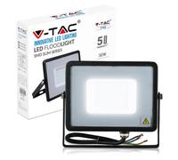 V-TAC SKU.401 - Projecteur LED Slim 30W IP65 4000K, Aluminium, Étanche, Hauteur x Largeur x Profondeur : Noir, 17,8 x 15,2 x 2,8 cm