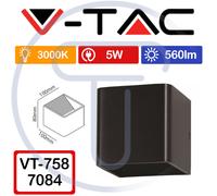 V-TAC VT-758 7084 Square LED COB 5W Noir Applique 3000K IP20