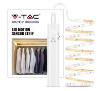 V-TAC, VT-8082 Bande LED SMD2835 2,4 W Bobine 1 m 30 LED/m 6 V à batterie avec capteur 4000 K IP65