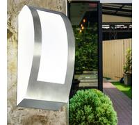 Lampe d'extérieur argentée applique murale maison, ronde en acier inoxydable lampe de jardin résistante aux intempéries, 1x E27, Lxlxh 25x9x10 cm