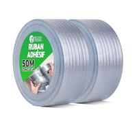 V1 TRADE Duct Tape Gris 48mm x 50m - Scotch Américain Étanche Pour Réparations - Ruban Adhésif Toilé Extra Fort - Résistant À L’Eau - 2 Rouleaux Pour Intérieur Et Extérieur
