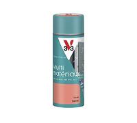 V33 - Aérosol - Bombe Peinture Extérieure Multi-matériaux - Peinture Antirouille - Mobiliers, Fenêtres, Portails, Grilles - Séchage Rapide et Tendu Bon - Teinte Corail Satin - 400ml