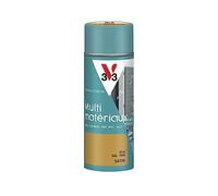 V33 - Aérosol - Bombe Peinture Extérieure Multi-matériaux - Peinture Antirouille - Mobiliers, Fenêtres, Portails, Grilles - Séchage Rapide et Tendu Bon - Teinte Miel Satin - 400ml