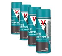 V33 - Aérosol - Bombe Peinture Extérieure Multi-matériaux - Peinture Antirouille - Mobiliers, Fenêtres, Portails, Grilles - Séchage Rapide et Tendu Bon - Teinte Rouille Poudré - 400ml (Lot de 4)