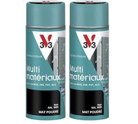 V33 - Aérosol - Bombe Peinture Extérieure Multi-matériaux - Peinture Antirouille - Mobiliers, Fenêtres, Portails, Grilles - Séchage Rapide et Tendu Bon - Teinte Noir Poudré - 400 ml (Lot de 2)