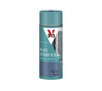 V33 - Aérosol - Bombe Peinture Extérieure Multi-matériaux - Peinture Antirouille - Mobiliers, Fenêtres, Portails, Grilles - Séchage Rapide et Tendu Bon - Teinte Bleu orage Satin - 400 ml