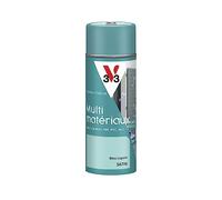 V33 - Aérosol - Bombe Peinture Extérieure Multi-matériaux - Peinture Antirouille - Mobiliers, Fenêtres, Portails, Grilles - Séchage Rapide et Tendu Bon - Teinte Bleu Lagune Satin - 400ml