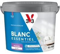 V33 - Blanc Essentiel - Peinture Intérieure - Peinture Murs, Plafonds et Boiseries - Application Rapide & Facile - Couvre en 2 Couches - Chantier Rapide Recouvrable en 3h - Blanc Durable - Velours 10L