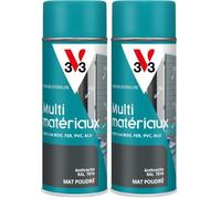 V33 Bombe Peinture Extérieure Multi-matériaux Anthracite Poudré 400ml (Lot de 2)