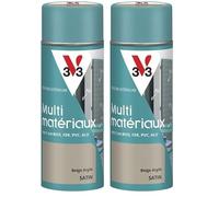 V33 Bombe Peinture Extérieure Multi-matériaux Beige Argile Satin 400ml (Lot de 2)