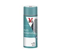 V33 Bombe Peinture Extérieure Multi-matériaux Blanc RAL 9016 Satin 400ml | Aérosol, Antirouille, Mobiliers, Fenêtres, Portails, Grilles, Séchage Rapide, Tendu Bon