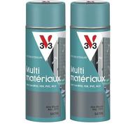 V33 Bombe Peinture Extérieure Multi-matériaux Gris Bleuté Satin 400ml (Lot de 2)