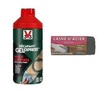 V33 Décapant gel express® multi-supports 1L & Laine d'acier Gerlon - n°000 - Etui de 200 g
