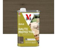 V33 Huile Bois Extérieur Haute Protection Gris Fumé Mat 1L | Pour mobilier de jardin - Haute résistance eau, UV et graisses - Sans essuyage et effet perlant - Résine d'origine végétale