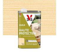 V33 Huile Bois Extérieur Haute Protection Naturel Mat 1L | Pour mobilier de jardin - Haute résistance eau, UV et graisses - Sans essuyage et effet perlant - Résine d'origine végétale