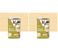 V33 Huile bois extérieur Haute Protection Naturel mat - Pour mobilier de jardin - Haute résistance eau, UV et graisses - Sans essuyage et effet perlant - Résine d'origine végétale - 1L (Lot de 2)