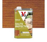 V33 Huile Bois Extérieur Haute Protection Teck Mat 1L | Pour mobilier de jardin - Haute résistance eau, UV et graisses - Sans essuyage et effet perlant - Résine d'origine végétale