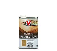 V33 Huile & Protection Pour Meubles et Boiseries Miel 0,5L | Nourrit et respecte l'aspect naturel du bois, Protège de l'eau et des taches, Application facile sans essuyage