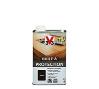 V33 Huile & Protection Pour Meubles et Boiseries Wengé 0,5L | Nourrit et respecte l'aspect naturel du bois, Protège de l'eau et des taches, Application facile sans essuyage