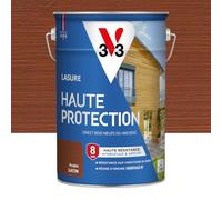 V33 Lasure Bois extérieur Acajou satin - Haute Protection 8 ans - Haute résistance hydrofuge et anti-UV - Résiste aux variations du bois - Ecolabel, résine d'origine végétale - 5L