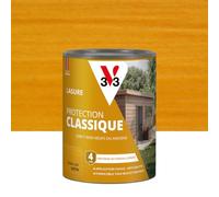 V33 Lasure Bois extérieur Chêne clair - Protection Classique 4 ans - Protège du grisaillement - Direct bois neufs ou anciens - Texture anti-goutte - 0,75L