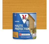 V33 Lasure Bois extérieur Chêne clair satin - Haute Protection 8 ans - Haute résistance hydrofuge et anti-UV - Résiste aux variations du bois - Ecolabel, résine d'origine végétale - 0,75L