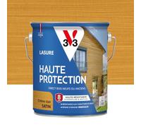 V33 Lasure Bois extérieur Chêne clair satin - Haute Protection 8 ans - Haute résistance hydrofuge et anti-UV - Résiste aux variations du bois - Ecolabel, résine d'origine végétale - 2,5L