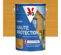 V33 Lasure Bois extérieur Chêne clair satin - Haute Protection 8 ans - Haute résistance hydrofuge et anti-UV - Résiste aux variations du bois - Ecolabel, résine d'origine végétale - 5L