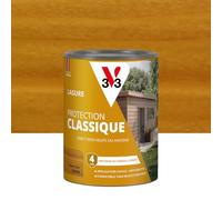 V33 Lasure Bois extérieur Chêne doré - Protection Classique 4 ans - Protège du grisaillement - Direct bois neufs ou anciens - Texture anti-goutte - 0,75L