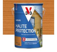 V33 Lasure Bois extérieur Chêne doré satin - Haute Protection 8 ans - Haute résistance hydrofuge et anti-UV - Résiste aux variations du bois - Ecolabel, résine d'origine végétale - 5L
