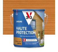 V33 Lasure Bois extérieur Chêne doré satin - Haute Protection 8 ans - Haute résistance hydrofuge et anti-UV - Résiste aux variations du bois - Ecolabel, résine d'origine végétale - 2,5L