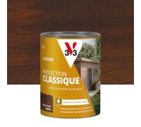 V33 Lasure Bois extérieur Chêne foncé - Protection Classique 4 ans - Protège du grisaillement - Direct bois neufs ou anciens - Texture anti-goutte - 0,75L