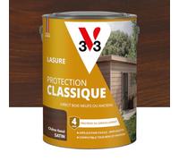 V33 Lasure Bois extérieur Chêne foncé - Protection Classique 4 ans - Protège du grisaillement - Direct bois neufs ou anciens - Texture anti-goutte - 5L