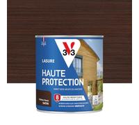 V33 Lasure Bois extérieur Chêne foncé satin - Haute Protection 8 ans - Haute résistance hydrofuge et anti-UV - Résiste aux variations du bois - Ecolabel, résine d'origine végétale - 0,75L