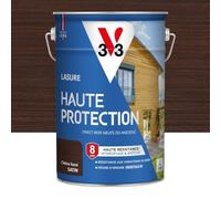 V33 Lasure Bois extérieur Chêne foncé satin - Haute Protection 8 ans - Haute résistance hydrofuge et anti-UV - Résiste aux variations du bois - Ecolabel, résine d'origine végétale - 5L