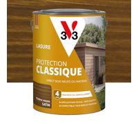 V33 Lasure Bois extérieur Chêne moyen - Protection Classique 4 ans - Protège du grisaillement - Direct bois neufs ou anciens - Texture anti-goutte - 5L