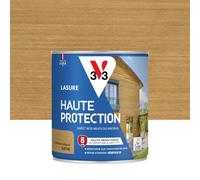 V33 Lasure Bois extérieur Chêne naturel satin - Haute Protection 8 ans - Haute résistance hydrofuge et anti-UV - Résiste aux variations du bois - Ecolabel, résine d'origine végétale - 0,75L