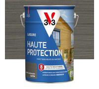 V33 Lasure Bois extérieur Gris anthracite satin - Haute Protection 8 ans - Haute résistance hydrofuge et anti-UV - Résiste aux variations du bois - Ecolabel, résine d'origine végétale - 5L