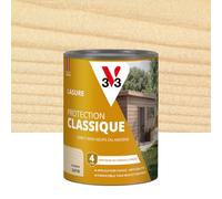 V33 Lasure Bois extérieur Incolore - Protection Classique 4 ans - Protège du grisaillement - Direct bois neufs ou anciens - Texture anti-goutte - 0,75L